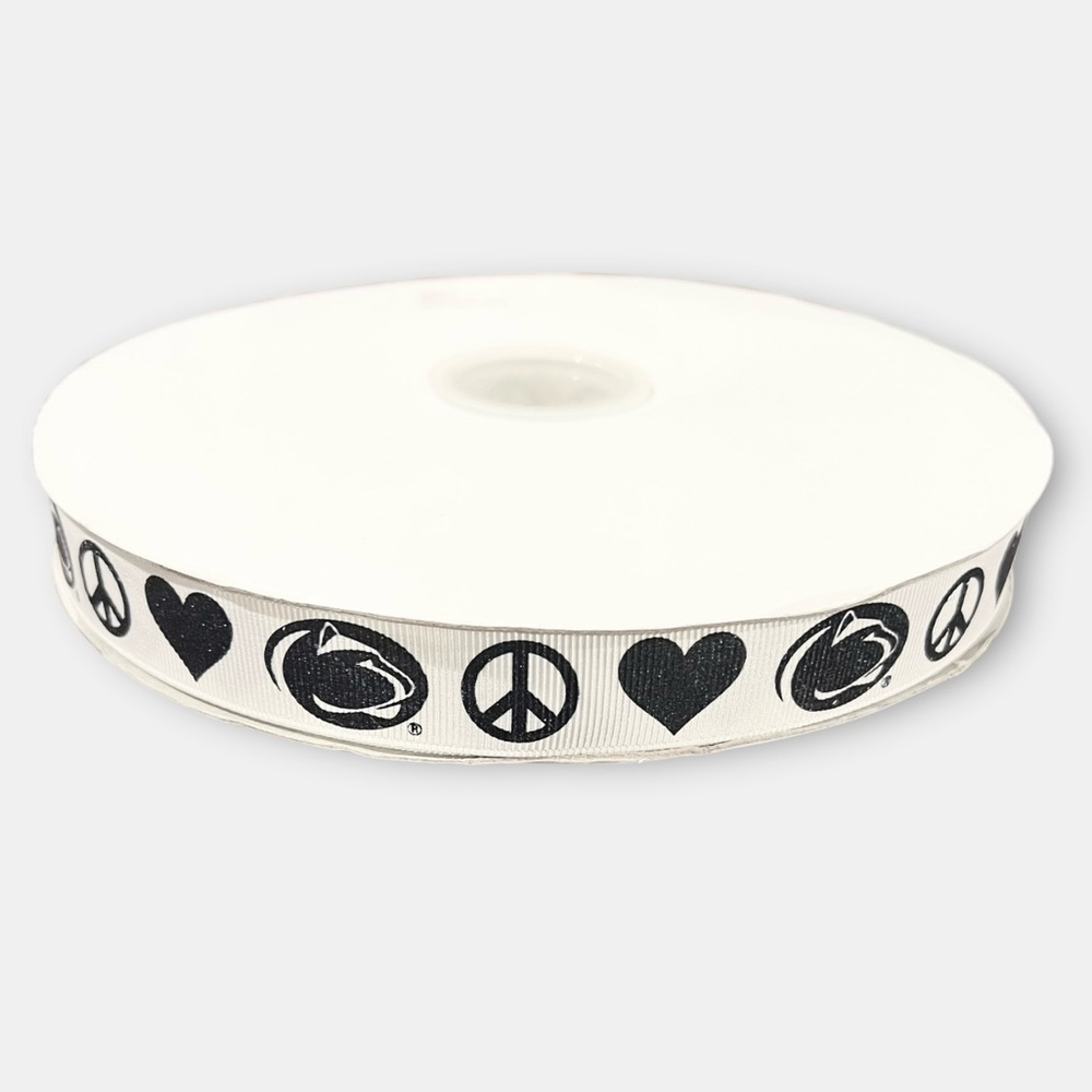 Penn State University Peace Love Nittany Lion 7/8″ Grosgrain Ribbon 100 yards